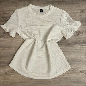 White Textured Short Sleeve Top size medium